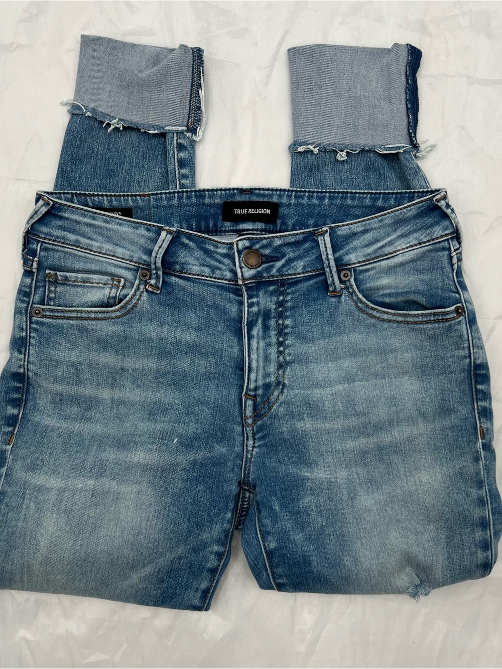 J092 True Religion Waist 28 Women’s Light Blue Washed Jeans